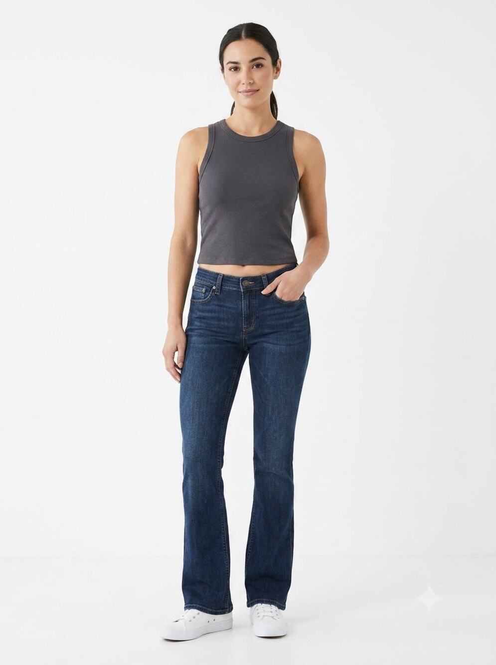 Big Star 1974 Hazel Mid-Rise Bootcut Jeans Womens 29L Blue Dark Wash Faded Denim